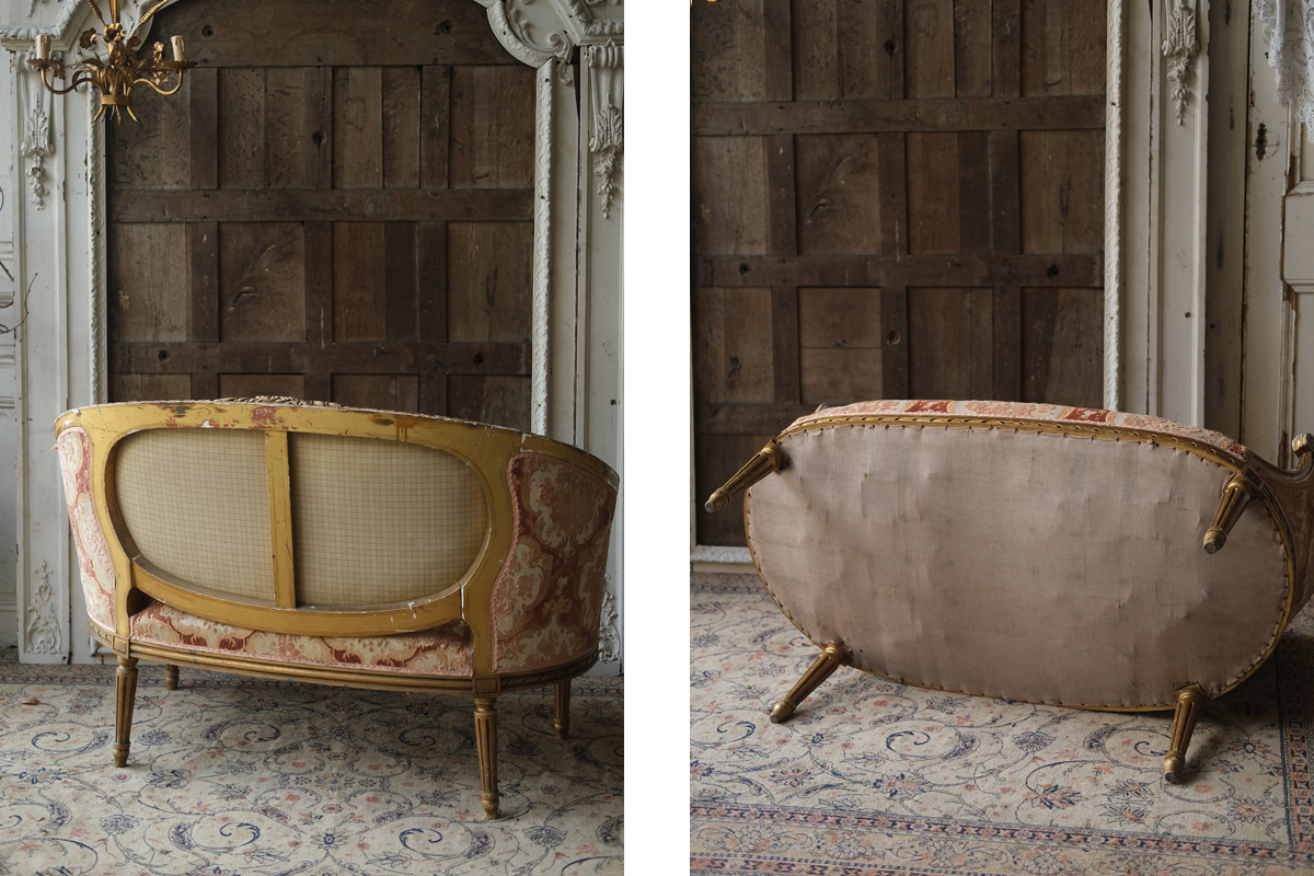 E33-5 フランス アンティーク 16世様式 二人掛けソファ